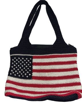 Vintage 90’s The Sak USA American Flag Double Strap Large Shoulder Bag